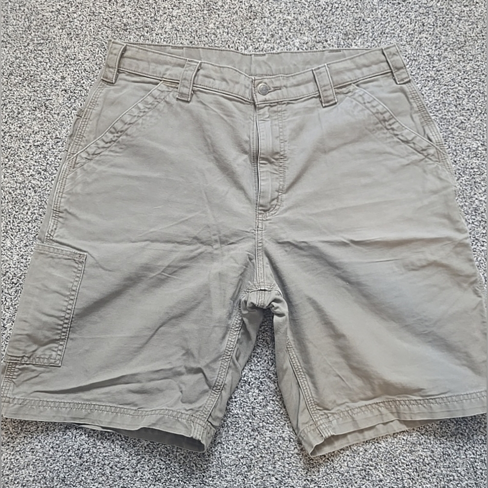 Carhartt Men's Khaki Cargo Shorts Olive Tan Utility Pockets Workwear Mens 36
